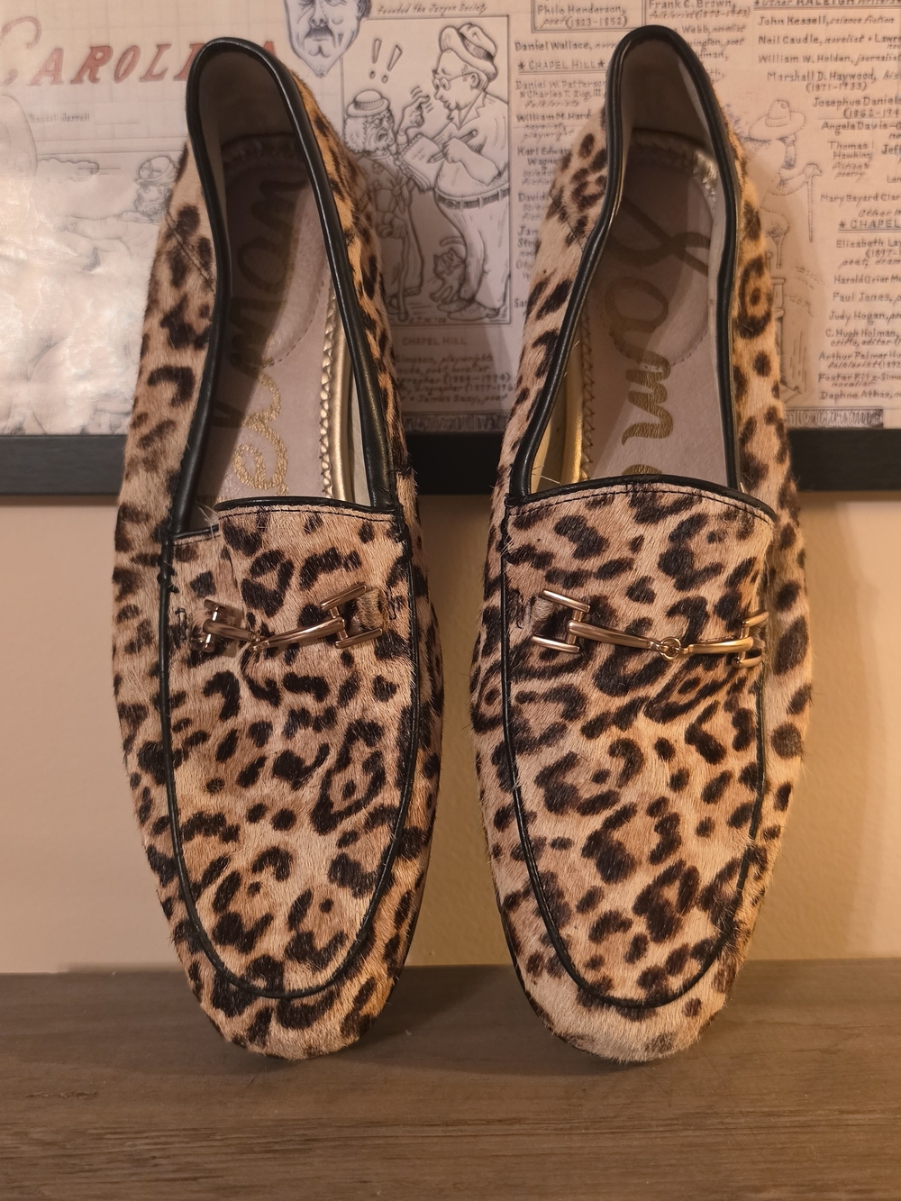 Sam Edelman Leopard Print Loafers with Gold Bit